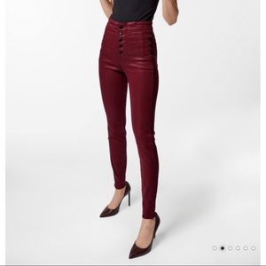 J Brand Natasha Super Skinny In Coated Oxblood